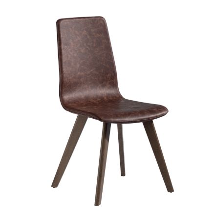 Stuhl aus Monocoque-Buche und regeneriertem Leder, hergestellt in Italien – Jayden Viadurini