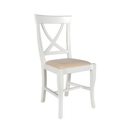 Stuhl aus weißem Holz und Juma-Beige-Stoff, hergestellt in Italien – Diamante Viadurini