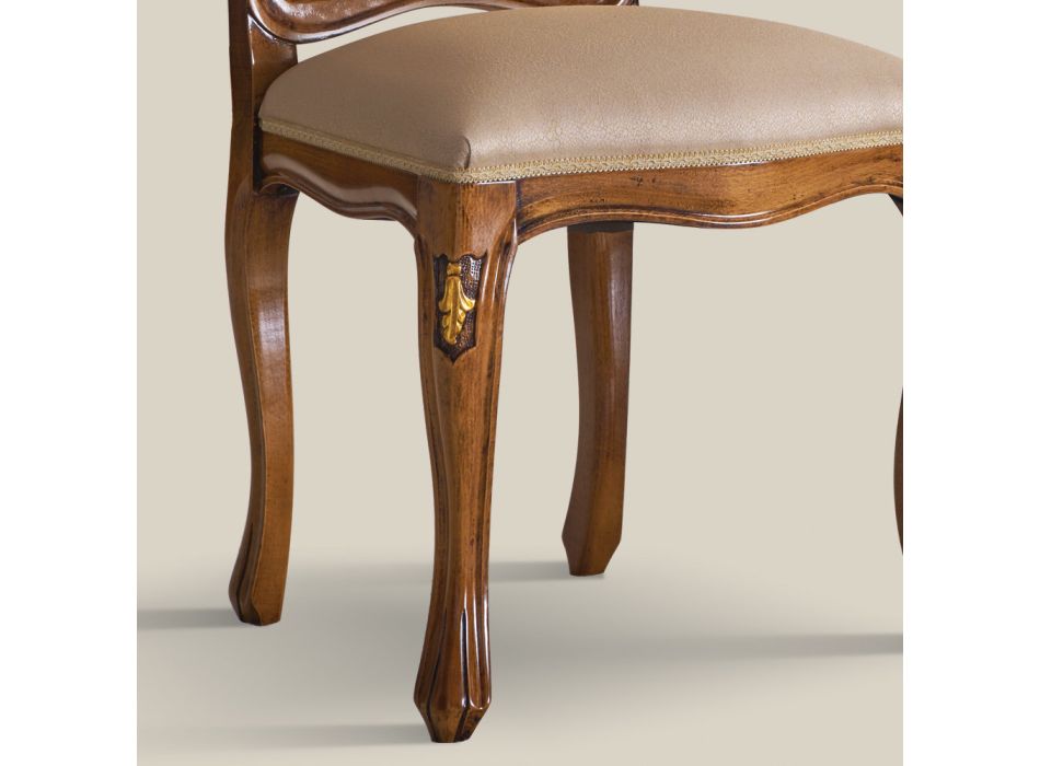 Klassischer Holzstuhl mit luxuriösem Polsterstoff Made in Italy - Majesty Viadurini