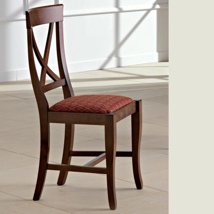 Stuhl aus Holz und Stoff Klassisches Design mit gekreuzter Rückenlehne - Debussy Viadurini