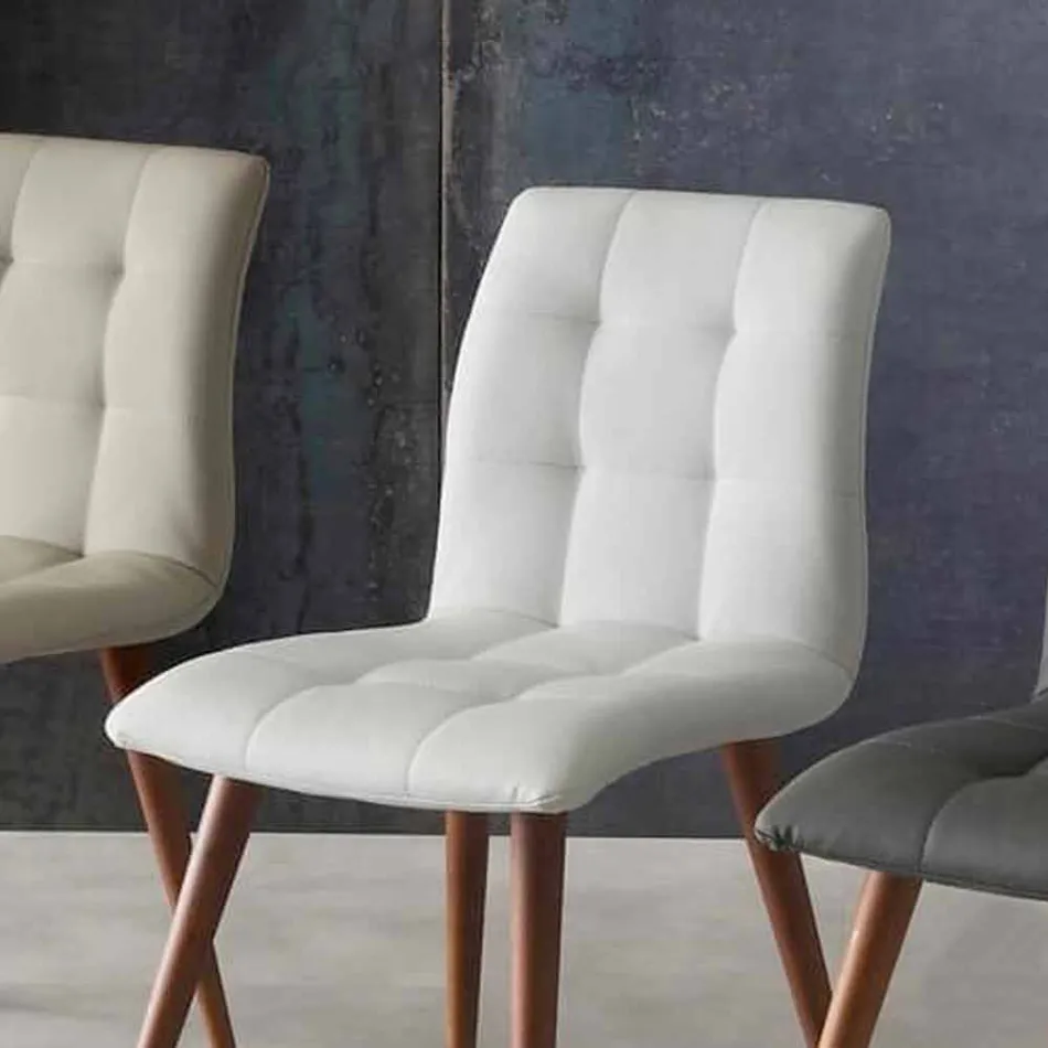 Massivholzstuhl mit lila Kunstleder bezogen Viadurini