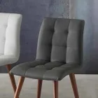 Massivholzstuhl mit lila Kunstleder bezogen Viadurini