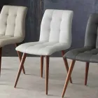 Massivholzstuhl mit lila Kunstleder bezogen Viadurini