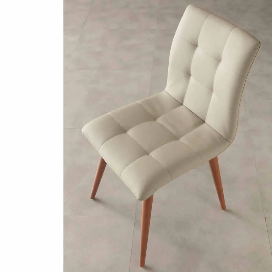 Massivholzstuhl mit lila Kunstleder bezogen Viadurini