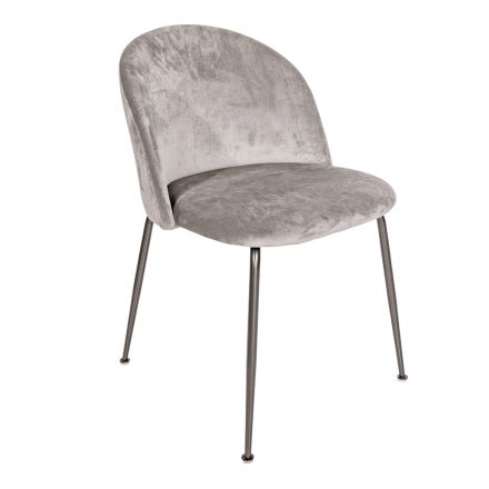 Stuhl aus schwarzem Metall und Sitzfläche aus grauem Samt Made in Italy - Meredith Viadurini