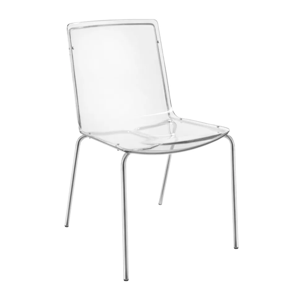 Stuhl aus transparentem Plexiglas und Eisen Made in Italy 2 Stück - Charlotte Viadurini