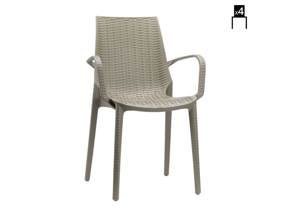 Geflochtener Stuhl aus Technopolymer Made in Italy 4 Stück - Erminia Viadurini