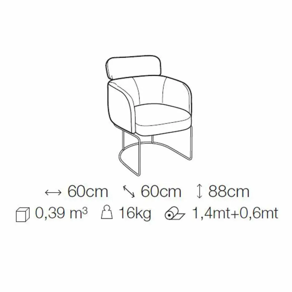 Stoffstuhl mit luxuriöser schwarzer Metallstruktur Made in Italy - Cocoa Viadurini