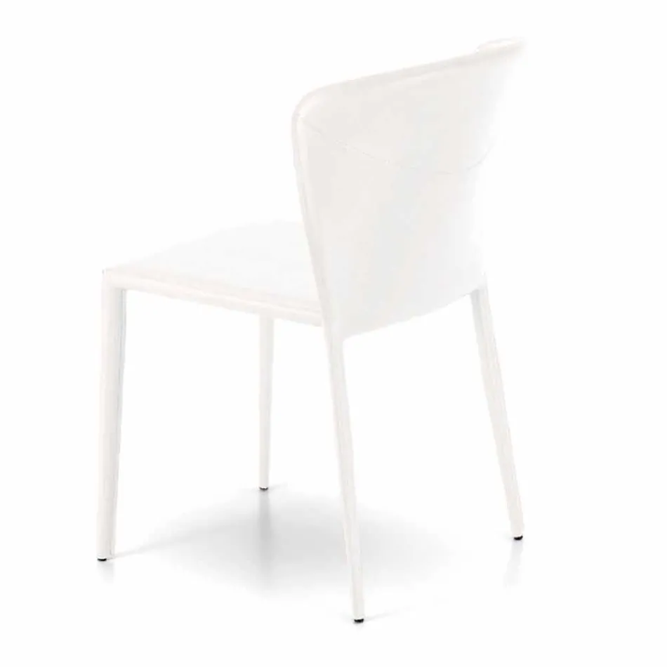 Moderner Wohnstuhl, komplett mit Kunstleder bezogen, Accadia, 4 Stück Viadurini