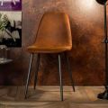 Moderner Wohnstuhl aus braunem Vintage-Kunstleder 4 Stück Elice