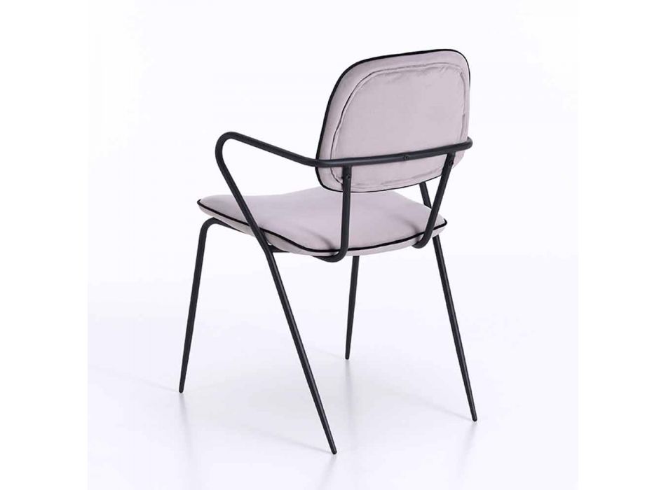 Moderner Stuhl mit Armlehnen und Sitzbezug aus Samt, 4 Stück - Cioli Viadurini