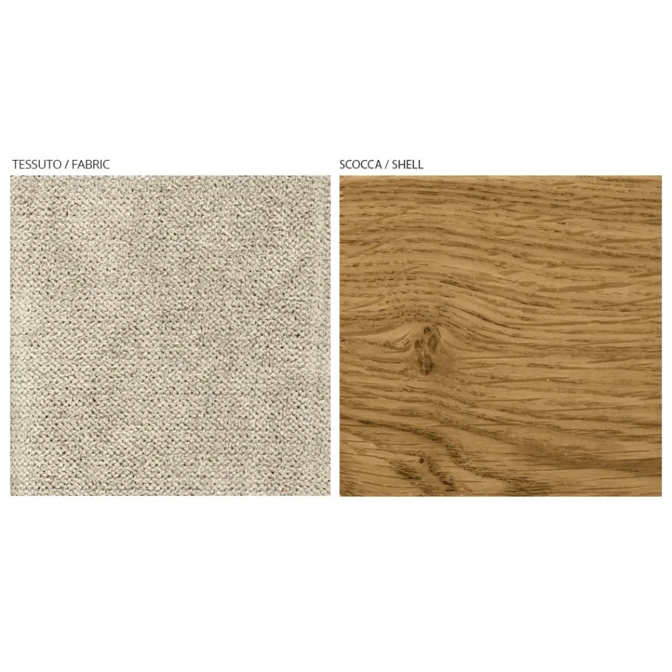 Moderner Wohnzimmerstuhl in verschiedenen Stoffen mit Holzschale - Wolter Viadurini