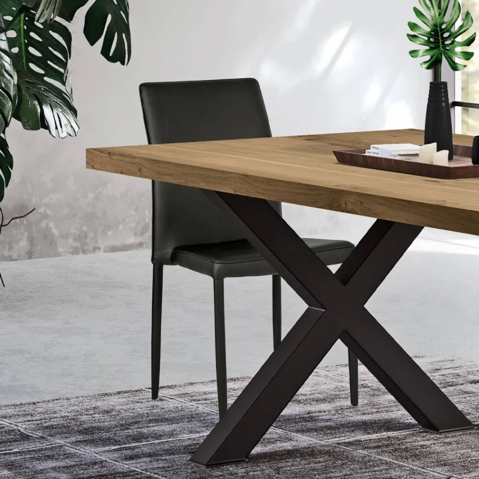 Moderner Wohnbereichsstuhl aus Öko-Leder und Metall, hergestellt in Italien – Michaela Viadurini