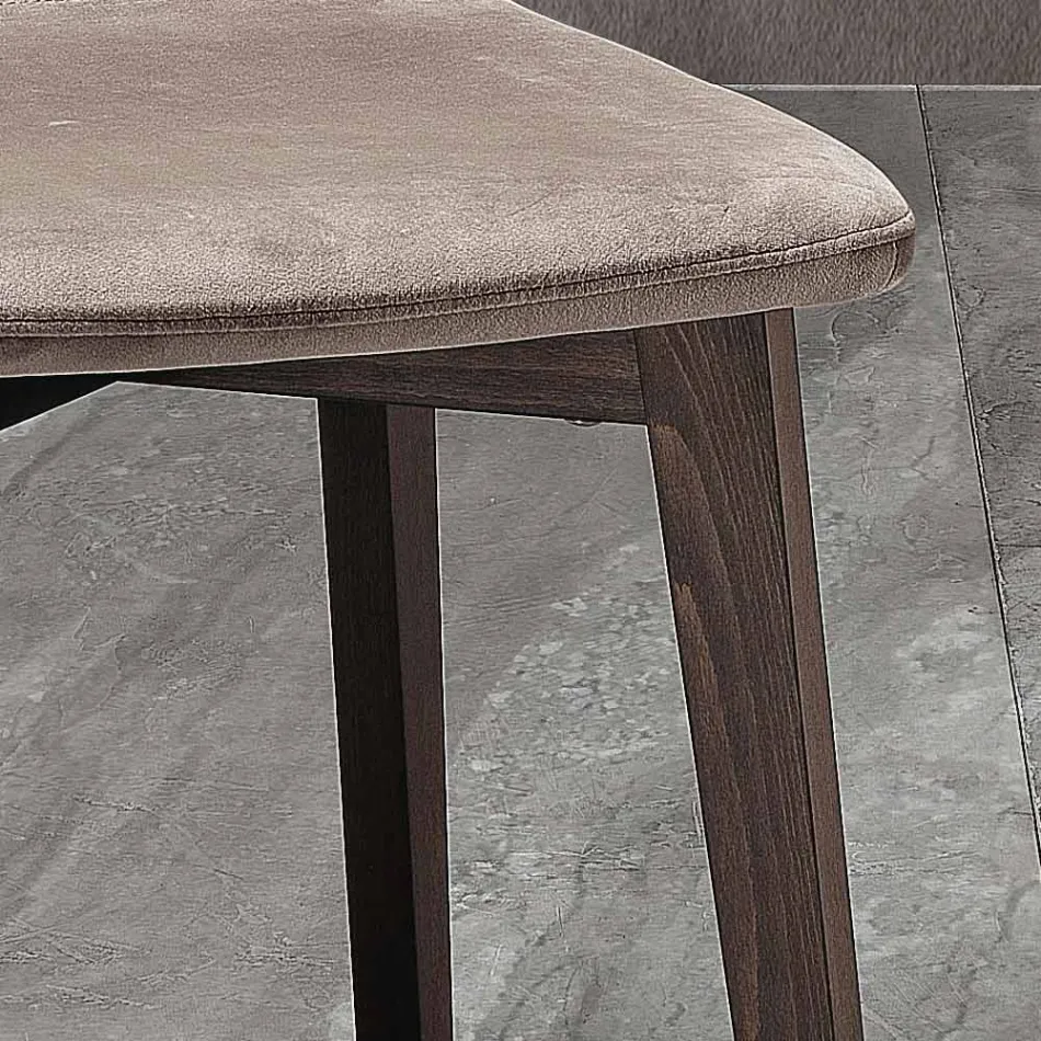 Moderner Stuhl mit elegantem Design aus gestepptem Samt und Holz – Scarat Viadurini