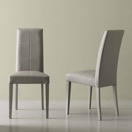 Moderner Stuhl aus eisgrauem Kunstleder Linear Viadurini
