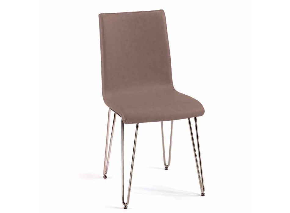 Moderner Stuhl aus Leder oder Kunstleder für Esszimmer oder Maha-Küche Viadurini