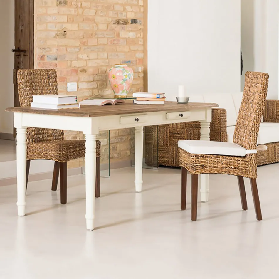 Outdoor-Stuhl in Bananengeflecht mit Sitzkissen - Safari Viadurini