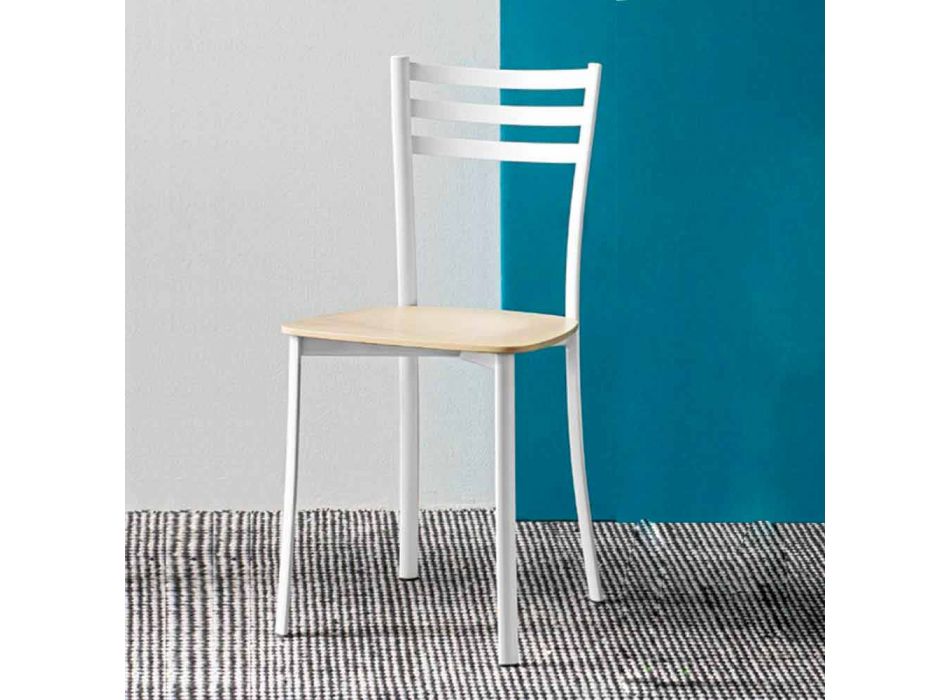 Moderner Küchenstuhl aus Weißmetall und Buchenholz Made in Italy - Ace Viadurini