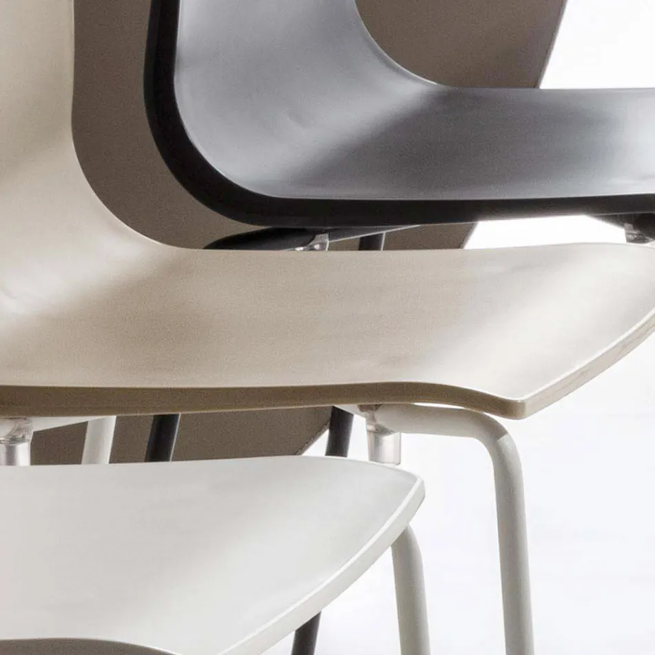 Esszimmerstuhl aus Polypropylen mit Metallfuß, 4 Stück - Alina Viadurini