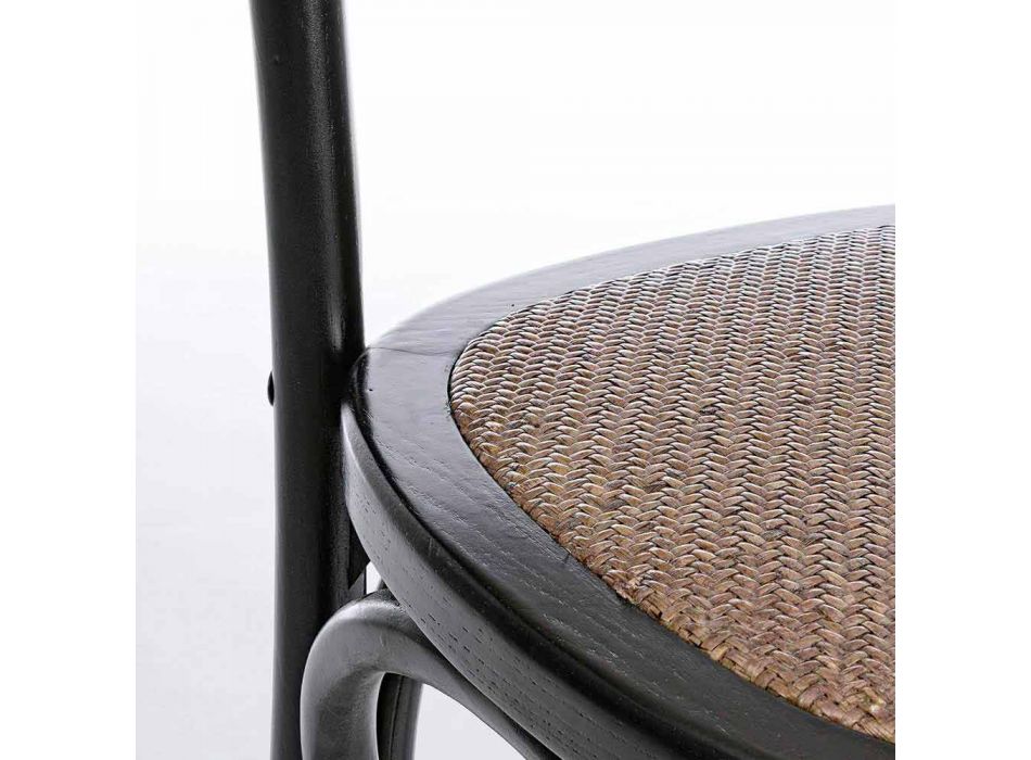 Esszimmerstuhl aus Rattan und Holz Klassisches Design Homemotion - Meridia Viadurini