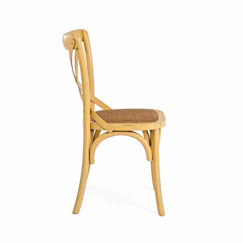 Esszimmerstuhl aus Rattan und Holz Klassisches Design Homemotion - Meridia Viadurini