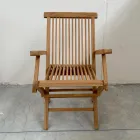 Klappbarer Outdoor-Teakholzstuhl mit Armlehnen – Yggdrasil Viadurini