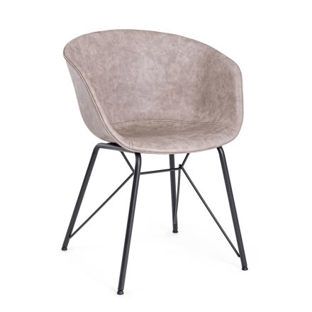 Stuhl-Sessel aus weißem oder schwarzem Stahl und Vintage-Ecoleder - Gongo Viadurini