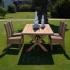 Esszimmerstuhl im Freien aus gewebtem synthetischem Rattan und Stoff, 2 Stück - Yves Viadurini