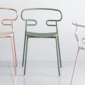 Wertvoller stapelbarer Stuhl aus Metall und Esche Made in Italy, 2 Stück - Trosa