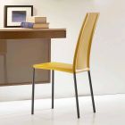 Leder gepolsterter Stuhl mit Metallstruktur Made in Italy, 2 Stück - Zink Viadurini