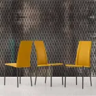 Leder gepolsterter Stuhl mit Metallstruktur Made in Italy, 2 Stück - Zink Viadurini