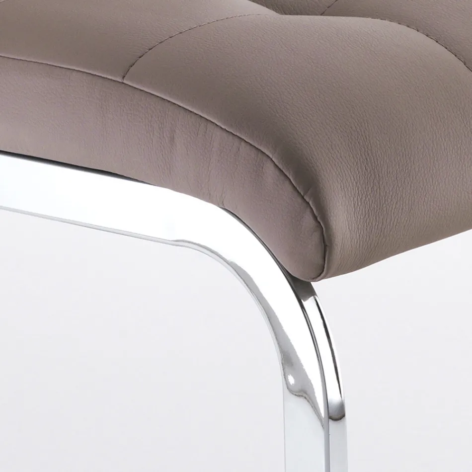 Esszimmerstuhl aus Kunstleder und verchromtem Metall 4-teilig - Molise Viadurini