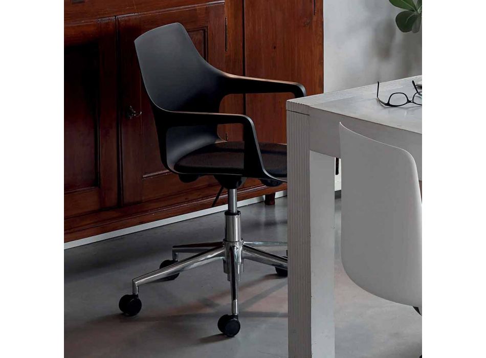 Bürostuhl aus Aluminium und Polypropylen Hergestellt in Italien, 2 Stück - Charis Viadurini