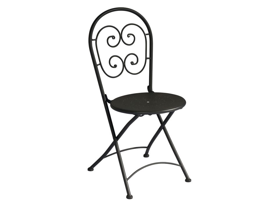 Klappbare Outdoor-Stühle aus anthrazitgrauem Eisen 2 Stück - Baccard Viadurini