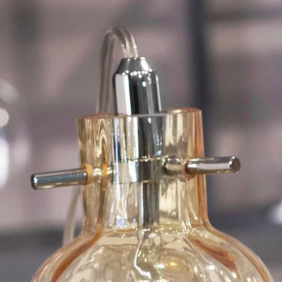 Selene Bossa Nova Tischlampe Ø10 H 26cm aus geblasenem Braunglas Viadurini