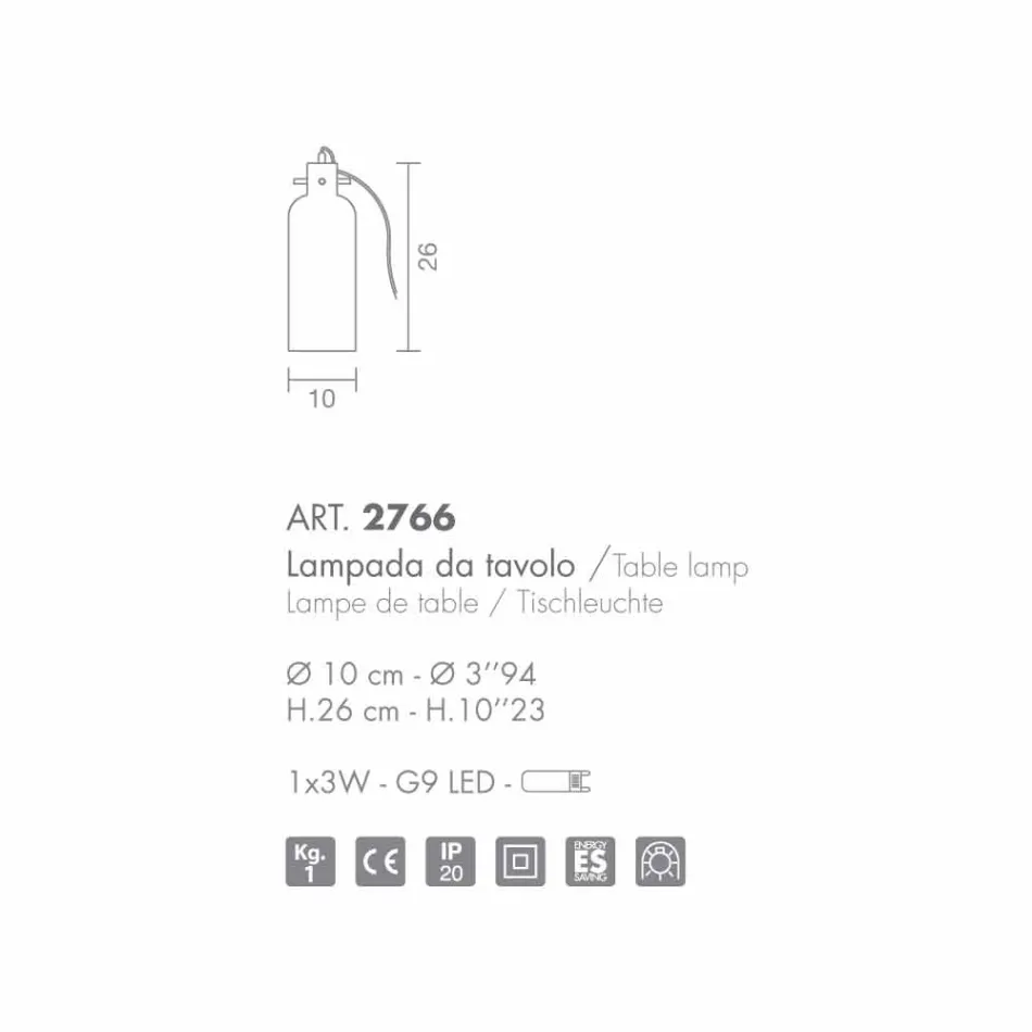 Selene Bossa Nova Tischlampe Ø10 H 26cm aus geblasenem Braunglas Viadurini