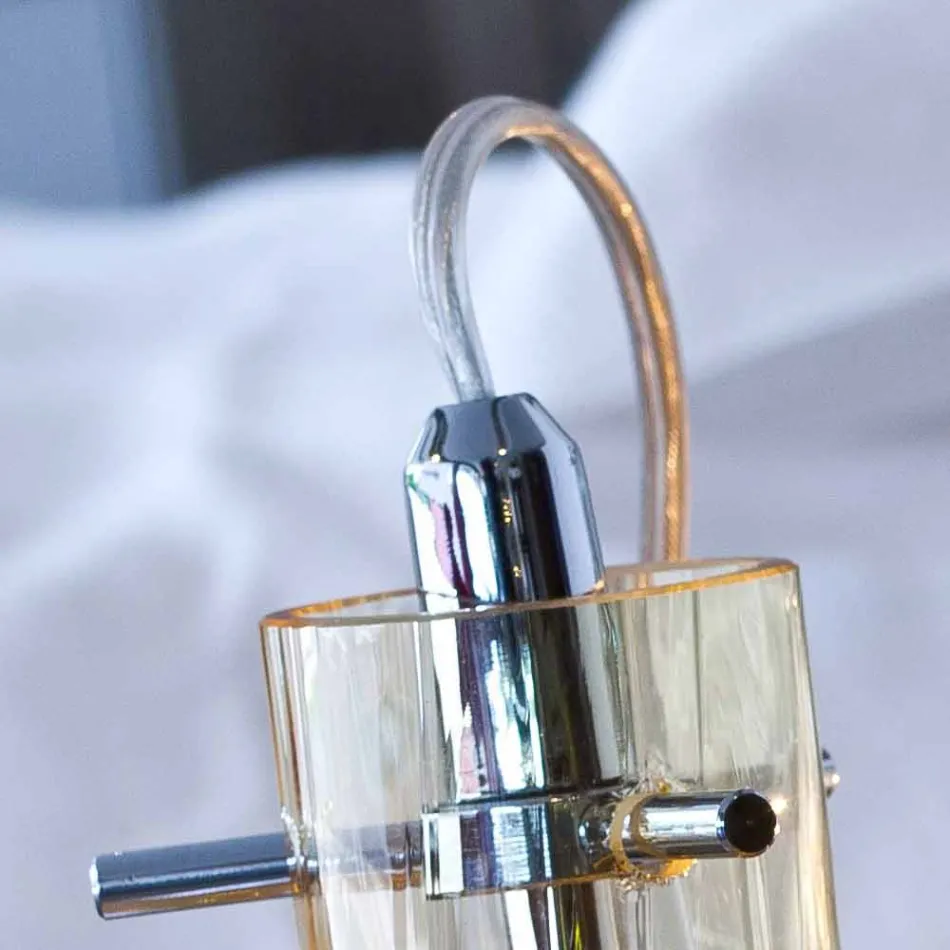 Selene Bossa Nova Tischlampe Ø15 H 21 cm aus geblasenem Braunglas Viadurini