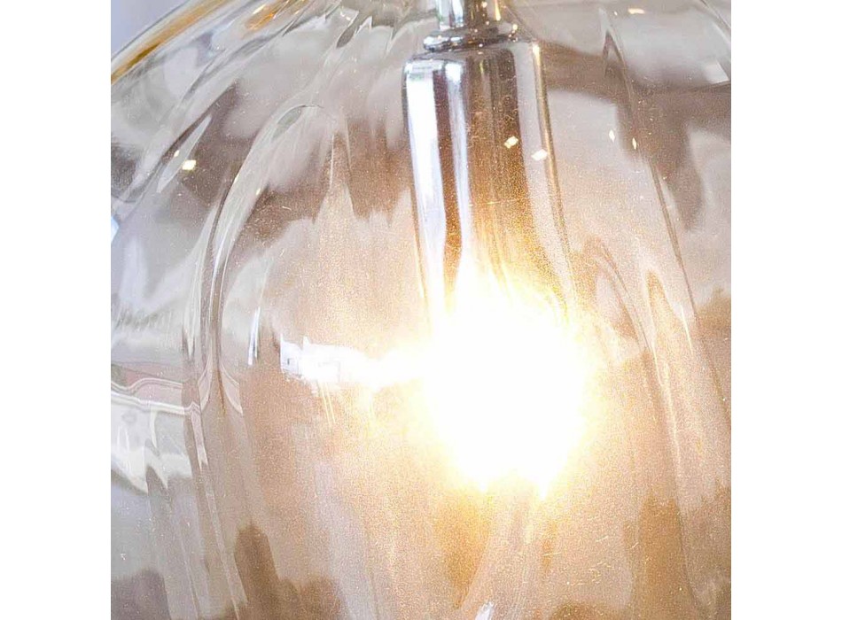 Selene Bossa Nova Tischlampe Ø15 H 21 cm aus geblasenem Braunglas Viadurini