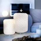 Selene Domino Tischlampe Ø21 H30cm, mundgeblasenes Glas made in Italy Viadurini