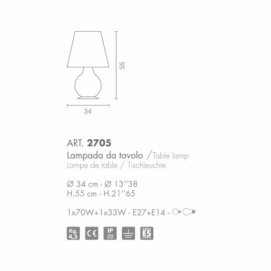 Selene Forever weiß geblasenem Glas Tischlampe Ø34 H 55cm Viadurini