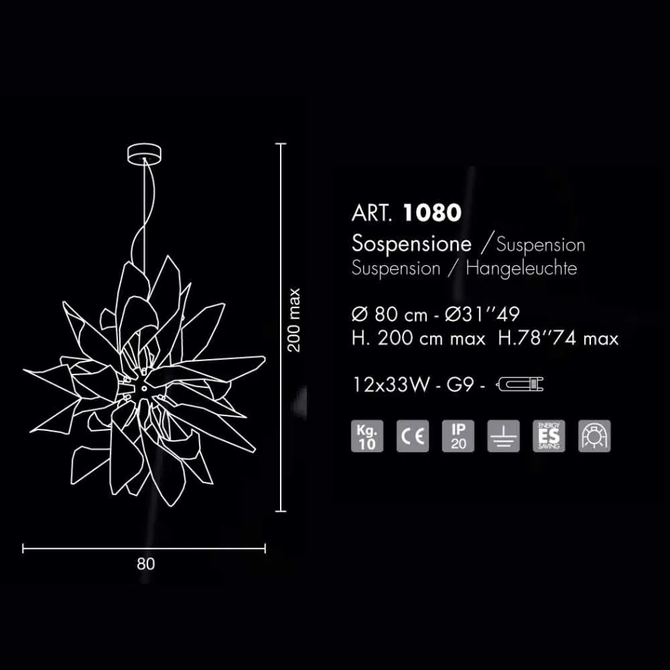 Selene Ginger Pendelleuchte aus Metall hergestellt in Italien Ø80 H200cm Viadurini