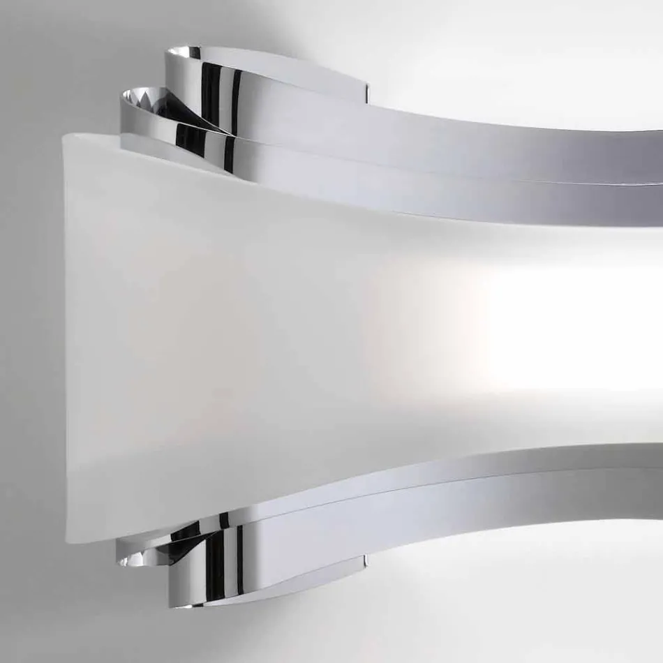 Selene Ionica Applikation 32x10 H16cm in Stahl und Glas made in Italy Viadurini