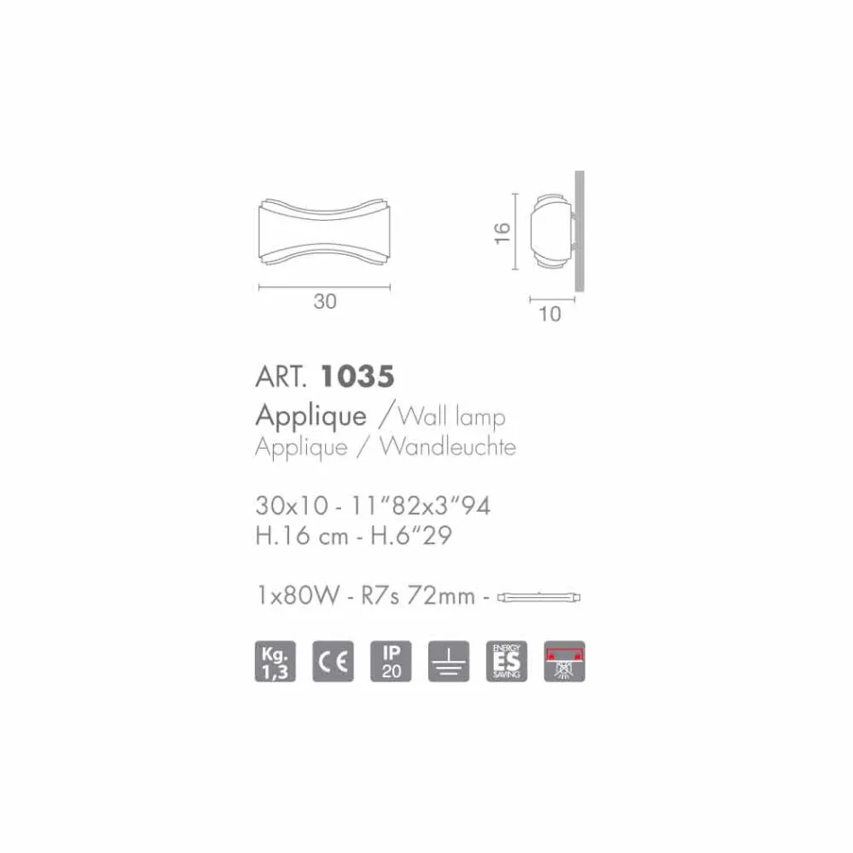 Selene Ionica Wandleuchte aus Italien, 30x10 H16cm, Glas und Stahl Viadurini