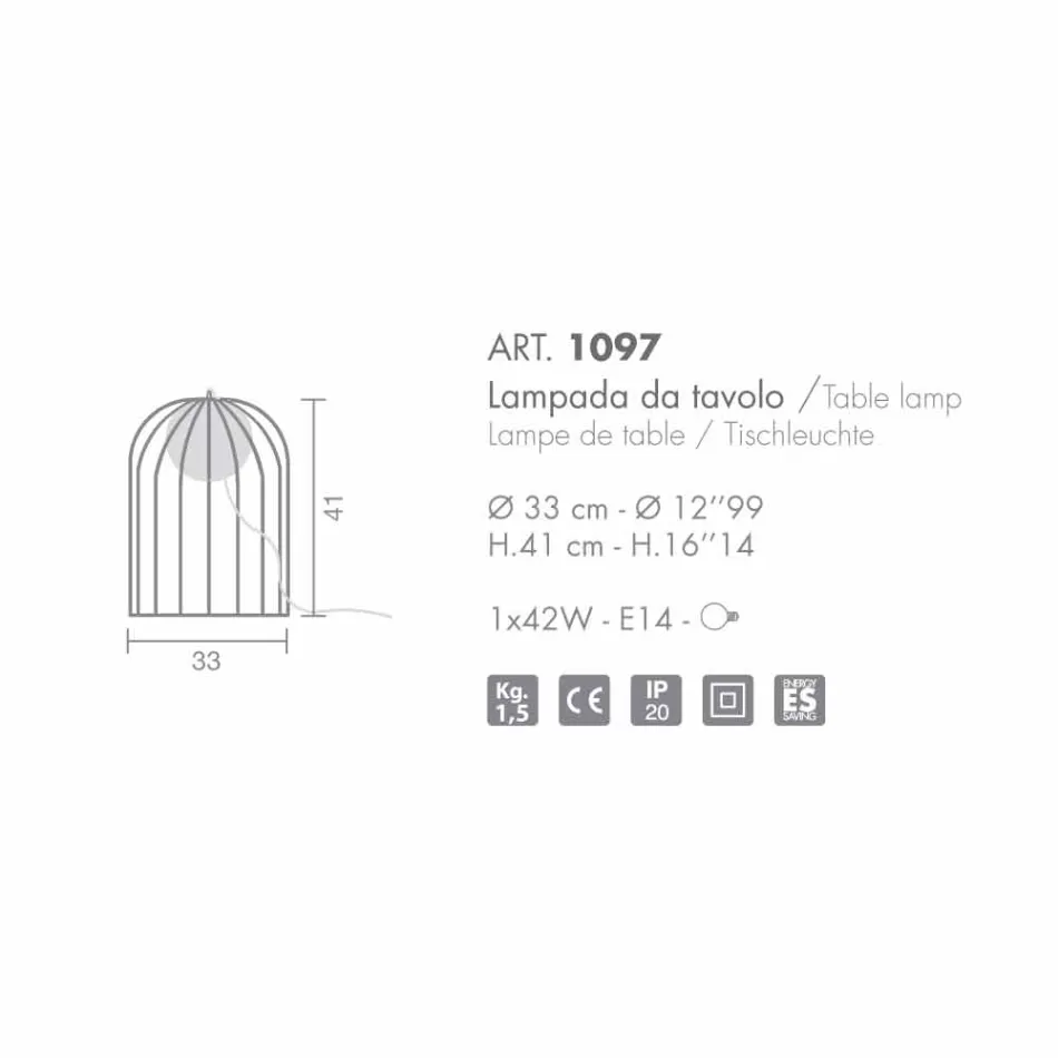 Selene Kluvì moderne geblasene Glastischlampe Ø33 H41cm Viadurini