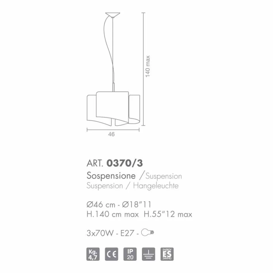 Selene Papiro Pendelleuchte Made in Italy Ø46 x H 140 cm Viadurini