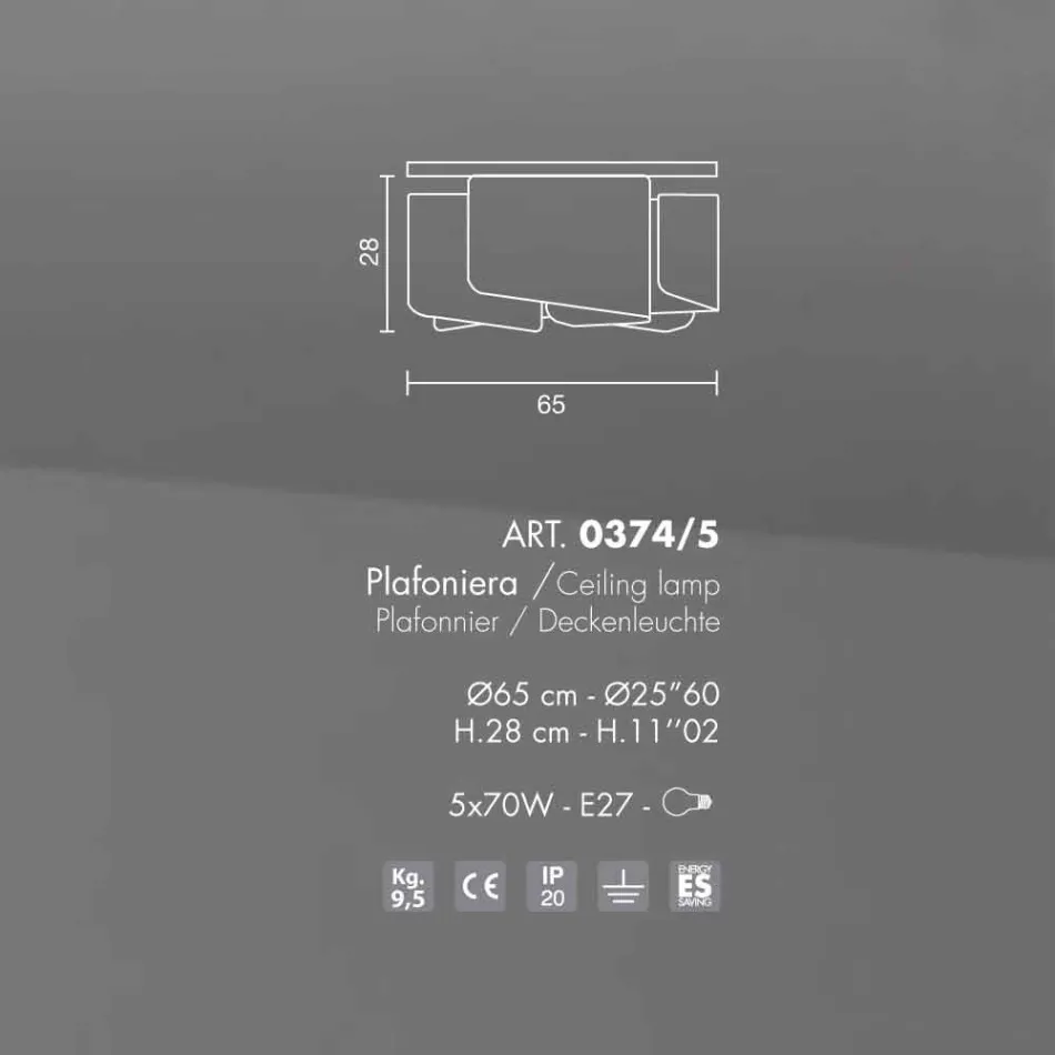 Selene Papiro Deckenleuchte in modernem Kristall Ø65 H28cm, made in Italy Viadurini