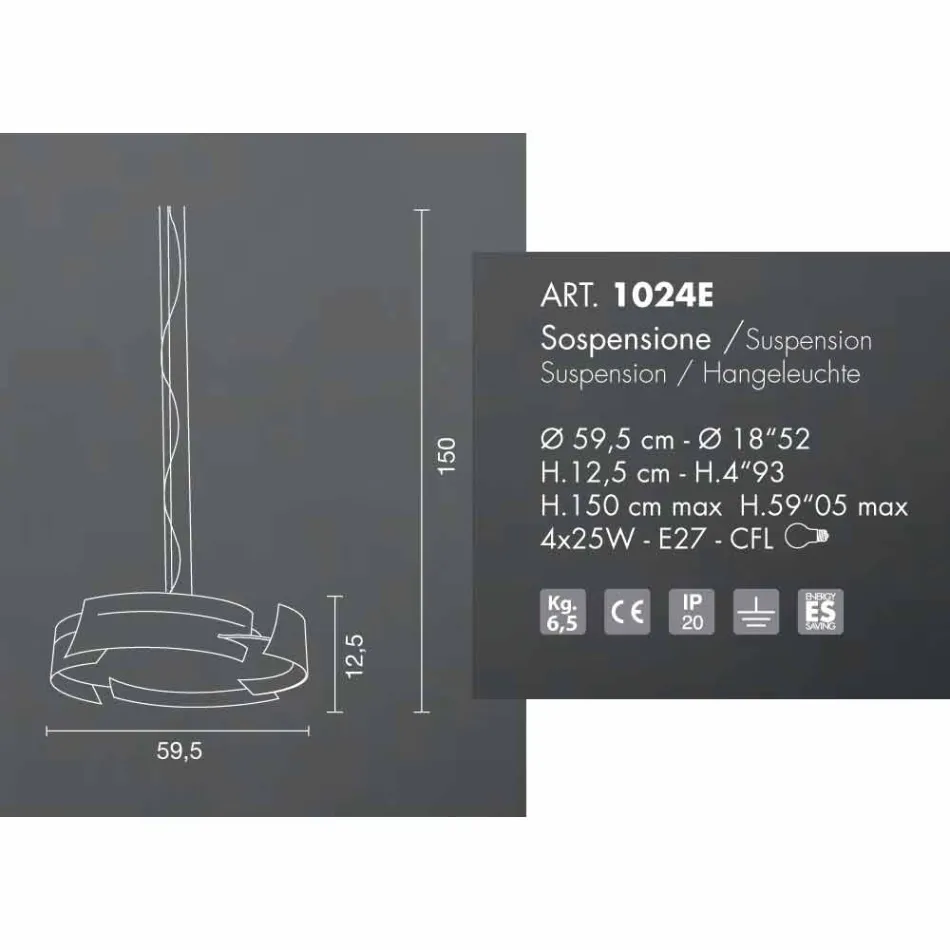 Selene Vultur Hängeleuchte Ø59,5 H 12,5 / 150 cm Made in Italy Viadurini