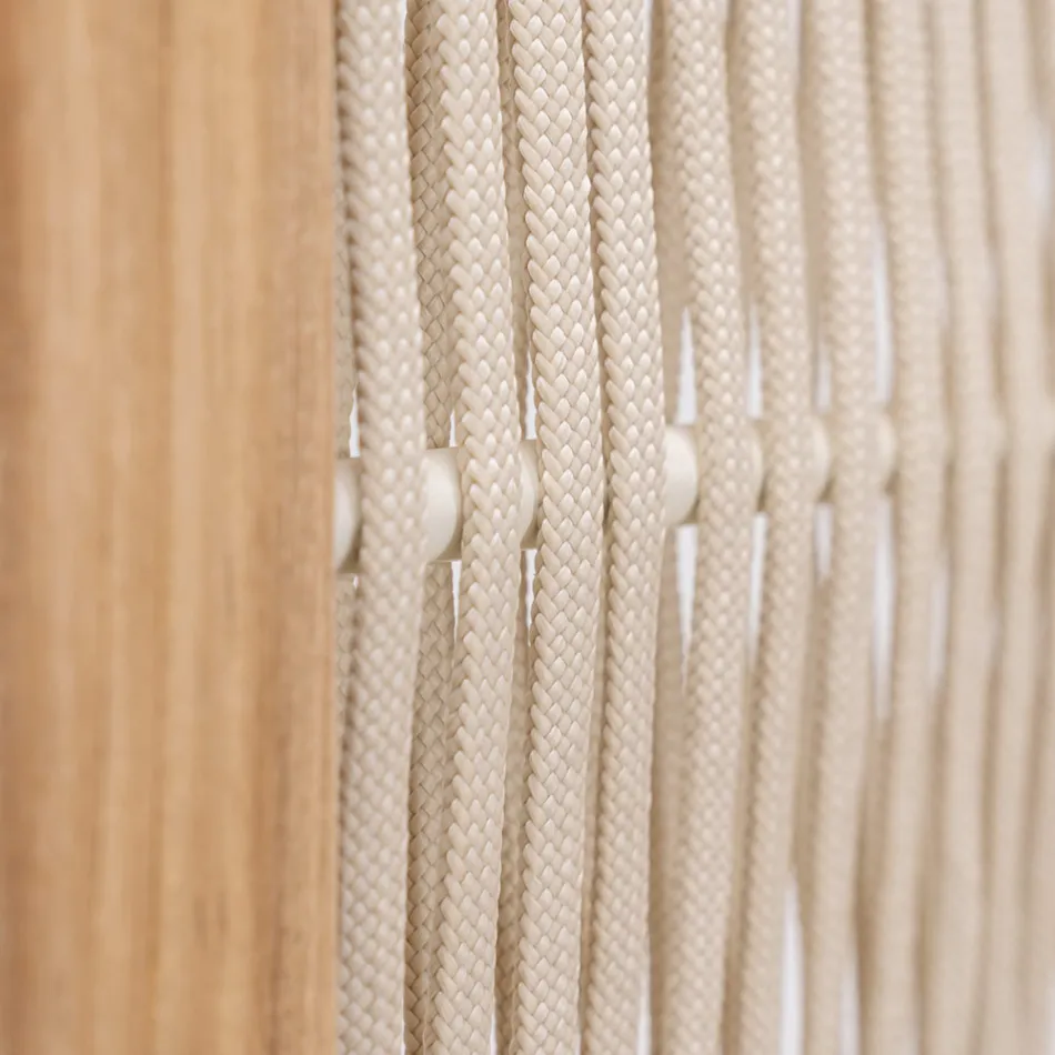 Trennwand für den Außenbereich aus Teakholz, Aluminium und Seilgeflecht - Vision Viadurini