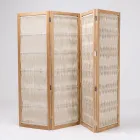 Trennwand für den Außenbereich aus Teakholz, Aluminium und Seilgeflecht - Vision Viadurini