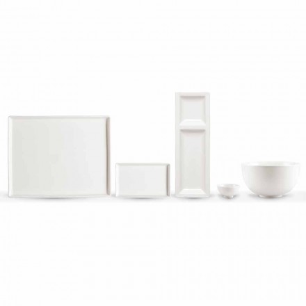 Set mit 20 Schalen aus weißem Porzellan mit modernem rechteckigem Design - Laos Viadurini